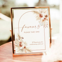 Boho Favors Sign | Terracotta Pampas Grass Dusche