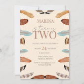 Boho Feather 2. Geburtstag Einladung - Terracotta (Vorderseite)