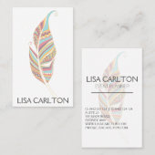 Boho Feather Abstrakt Visitenkarte (Vorne/Hinten)