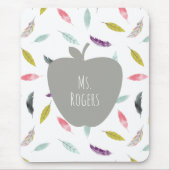 Boho Feather Apple Teacher Mousepad (Vorne)