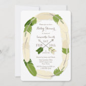 Boho Feather & Arrow Green Baby Dusche Einladung (Vorderseite)