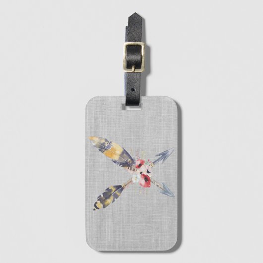 Boho Feather Arrows Gepäckanhänger (Vorderseite Vertikal)