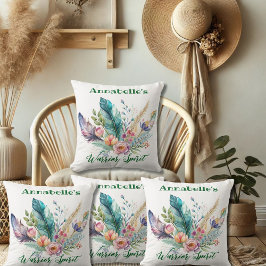 Boho Feather Aura Throw Kissen