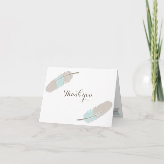 Boho Feather Baby Dusche Danke Blue Gray (Vorderseite)
