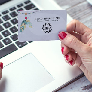 Boho Feather Bead akzent Branding für kleine Unter Visitenkarte