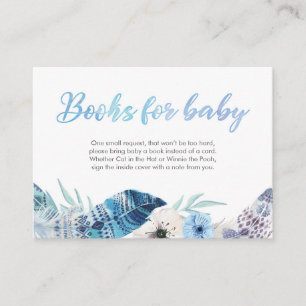 Boho feather blue Books for baby Showcard Begleitkarte