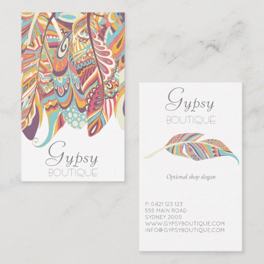 Boho Feather Boutique Visitenkarte (Vorne/Hinten)