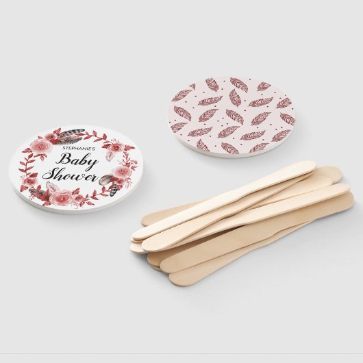 Boho Feather Burgundy Rose Wreath Baby Shower Fächer (Non-assembled)