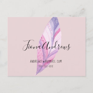 Boho Feather Business Postcard Postkarte