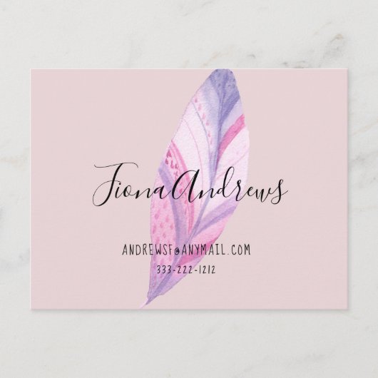 Boho Feather Business Postcard Postkarte (Vorderseite)