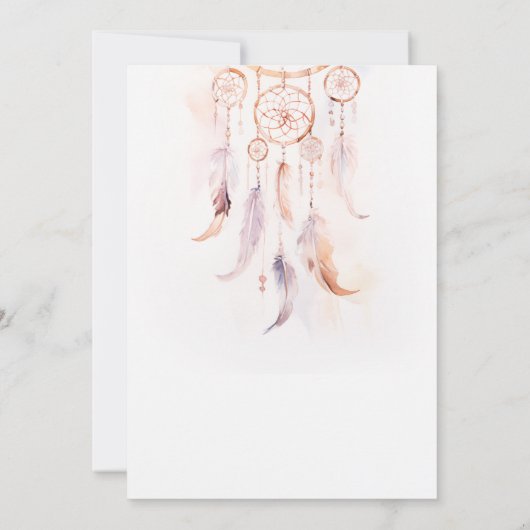 Boho Feather Dreamcatcher Hochzeit Jahrestag Einladung (Rückseite)