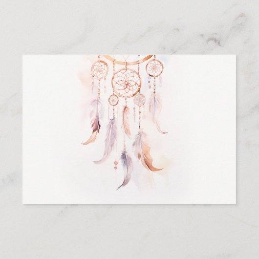 Boho Feather Dreamcatcher Wedding RSVP QR Code Begleitkarte (Rückseite)