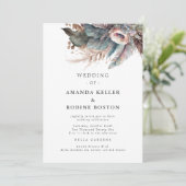 Boho Feather Floral Wedding Einladung (Stehend Vorderseite)