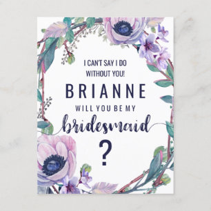 Boho Feather & Floral werden Sie meine Bridesmaid Einladung
