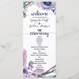 Boho Feather & Floral Wreath Wedding Program Programm