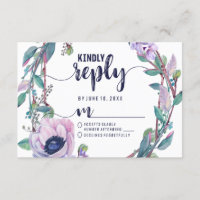 Boho Feather & Floral Wreath Wedding Reply UAWG