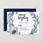 Boho Feather & Floral Wreath Wedding Reply UAWG RSVP Karte (Vorne/Hinten)