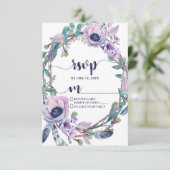 Boho Feather & Floral Wreath Wedding RSVP Response Karte (Stehend Vorderseite)