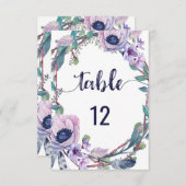 Boho Feather & Floral Wreath Wedding Tischnummern (Vorne/Hinten)