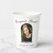 Boho Feather Frame Foto Graduation Party Pappbecher (Rückseite)