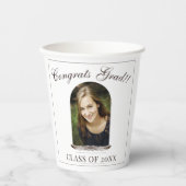 Boho Feather Frame Foto Graduation Party Pappbecher (Vorderseite)