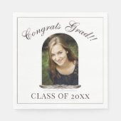 Boho Feather Frame Foto Graduation Party Serviette (Vorderseite)