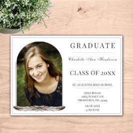 Boho Feather Frame Foto Open House | weiß Einladung