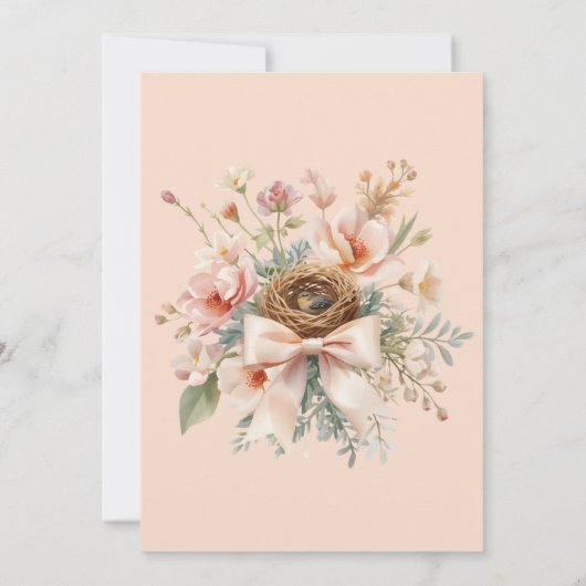 Boho Feather Her Nest Bow Baby Shower Einladung (Rückseite)