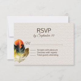 Boho Feather Hochzeit im Herbst RSVP Karte