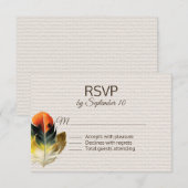 Boho Feather Hochzeit im Herbst RSVP Karte (Vorne/Hinten)