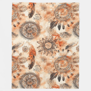 Boho Feather Mandala Fleecedecke