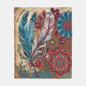 Boho Feather Mandala - Rustikaler Charme Fleecedecke (Vorderseite)