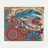 Boho Feather Mandala - Rustikaler Charme Fleecedecke (Vorderseite (Horizontal))