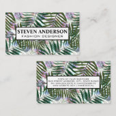 Boho Feather | Palm Pattern Stilvoll Visitenkarte (Vorne/Hinten)