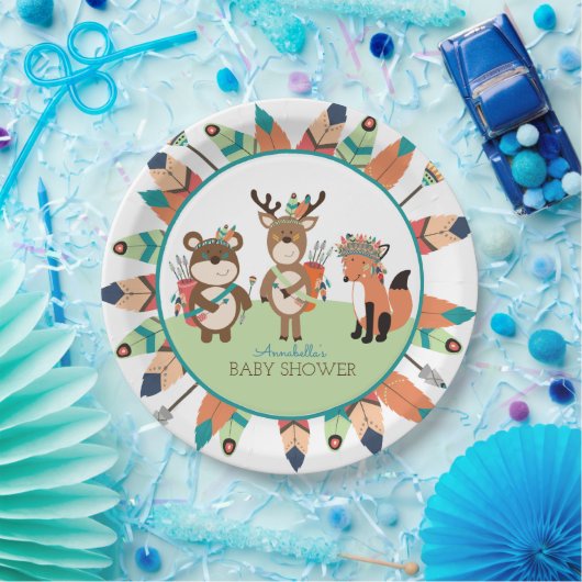 Boho Feather Paper Plate für Stammholztiere Pappteller (Party)