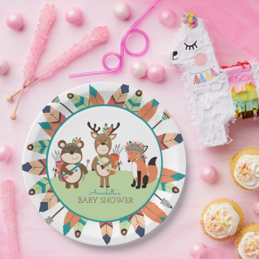 Boho Feather Paper Plate für Stammholztiere Pappteller (Party)