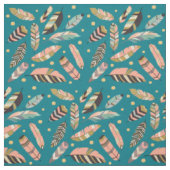 Boho Feather Pattern auf Aquamarin Stoff (Muster)