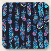Boho Feather Pattern Getränkeuntersetzer (Vorderseite)