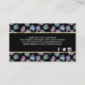 Boho Feather Pattern | Gold Trim Business Card Visitenkarte (Rückseite)