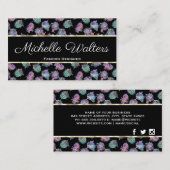 Boho Feather Pattern | Gold Trim Business Card Visitenkarte (Vorne/Hinten)