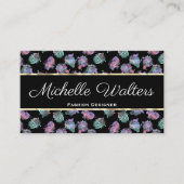 Boho Feather Pattern | Gold Trim Business Card Visitenkarte (Vorderseite)