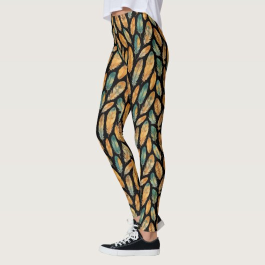 Boho Feather Pattern Leggings (Links)