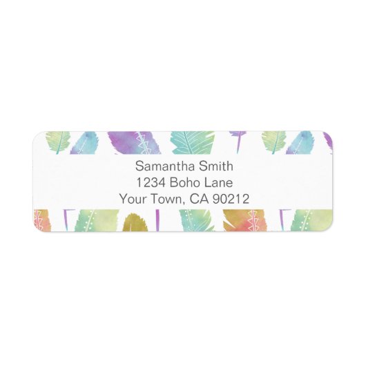 Boho Feather Pattern Regenbogen Watercolor Zurück (Vorne)