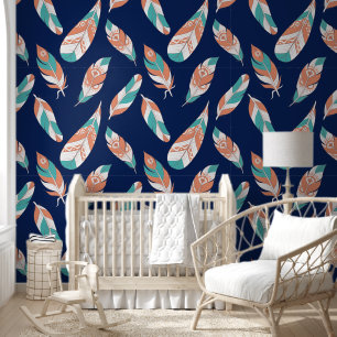 Boho Feather Pattern Tapete