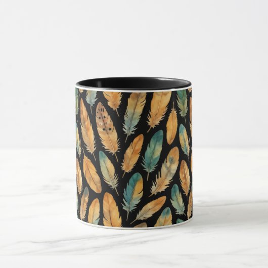 Boho Feather Pattern Tasse (Zentrum)