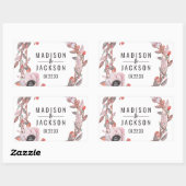 Boho Feather Peach Floral Wreath Wedgram Rechteckiger Aufkleber (Blatt)