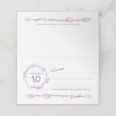 Boho feather perad Hochzeit lila Gäste Platzkarten (Außenseite Aufgefaltet)