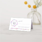 Boho feather perad Hochzeit lila Gäste Platzkarten (Vorderseite)