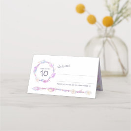 Boho feather perad Hochzeit lila Gäste Platzkarten