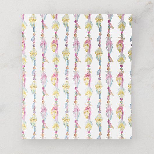 Boho feather perads Hochzeitsgast Platzkarten (Innenseite Aufgefaltet)
